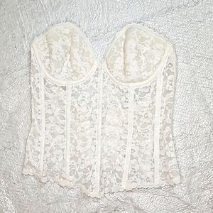 80s Frederick's of Hollywood Lace Sweetheart Boned Bodice Bustier Corset